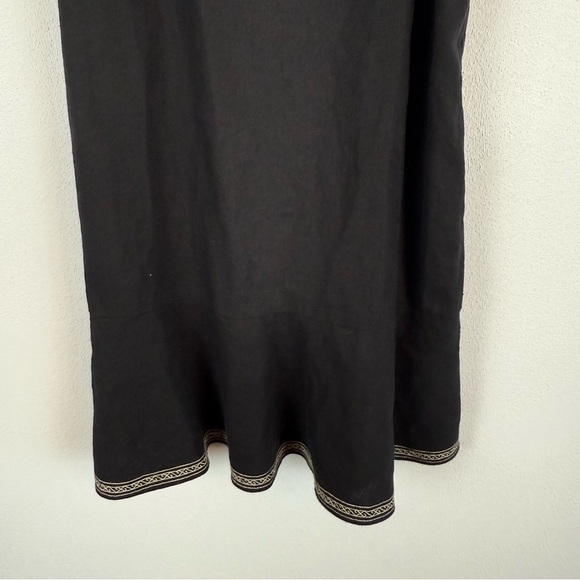 Madewell Linen Blend Embroidered Tier Black Boho Mini Dress Small - Picture 5 of 11
